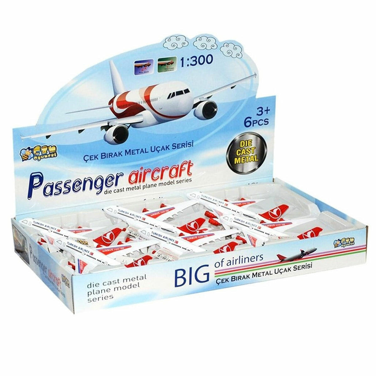 Can Oyuncak Metal Uçak HLT-180-1 | 18 cm Çek Bırak Metal Gövdeli Oyuncak Uçak | Gerçekçi Tasarım Havayolu Figürü