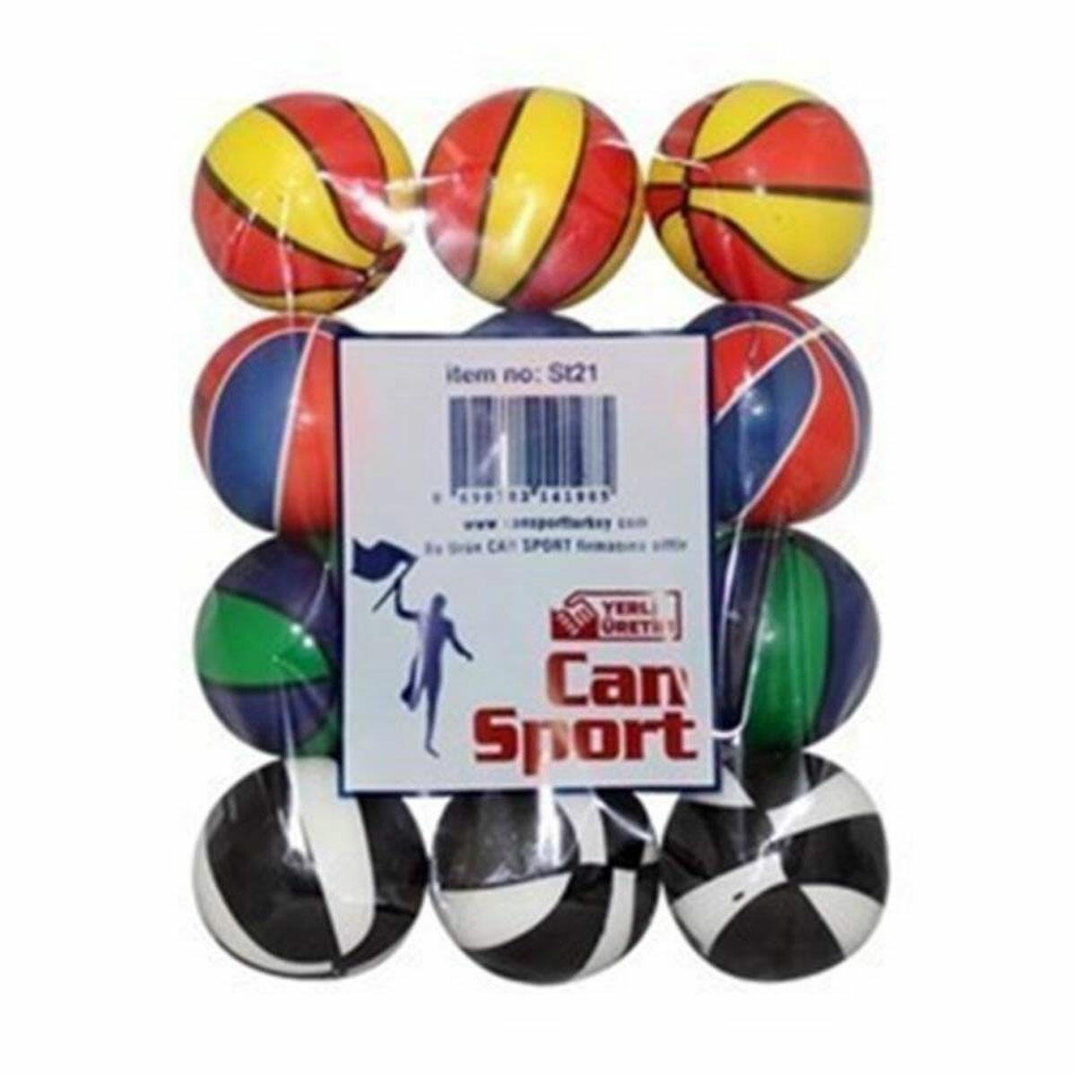 Can Sports Stres Topu 12'li Set | 5.5 cm El Egzersiz ve Rehabilitasyon Topu | Karışık Modelli Yumuşak Stres Topu Paketi