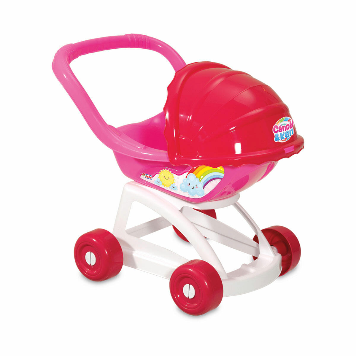 Candy ve Ken Tenteli Oyuncak Bebek Arabası | 50 cm Boyunda, Koruyucu Gölgelikli ve Dayanıklı Evcilik Oyun Arkadaşı