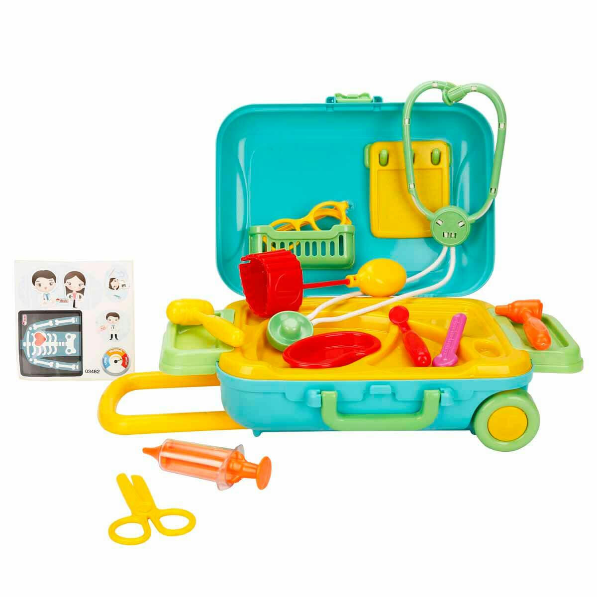 Candy Ve Ken Doktor Set Bavulum | 16 Parça Çekçekli Oyuncak Doktor Seti | Tekerlekli Valizli Eğitici Sağlık Seti