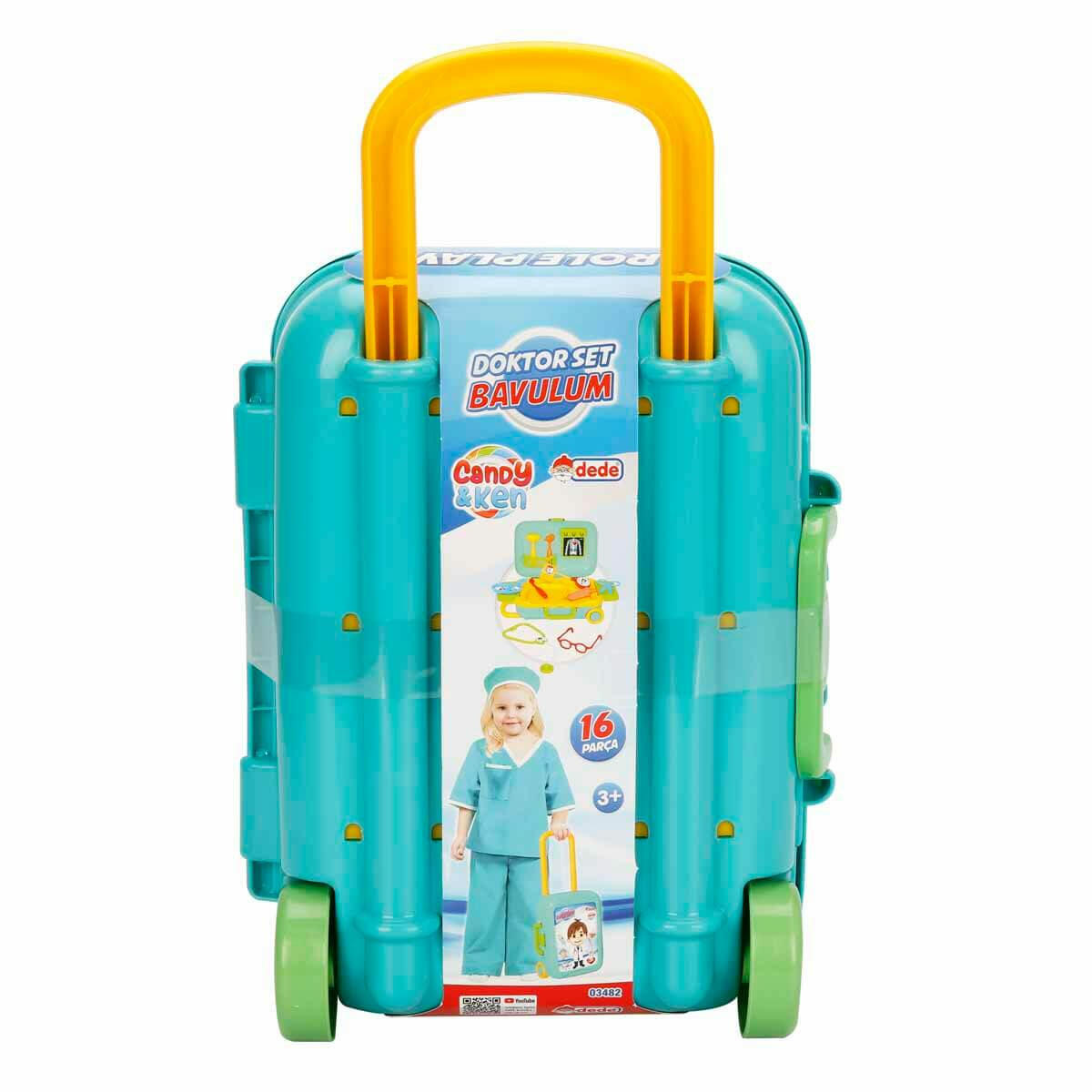 Candy Ve Ken Doktor Set Bavulum | 16 Parça Çekçekli Oyuncak Doktor Seti | Tekerlekli Valizli Eğitici Sağlık Seti