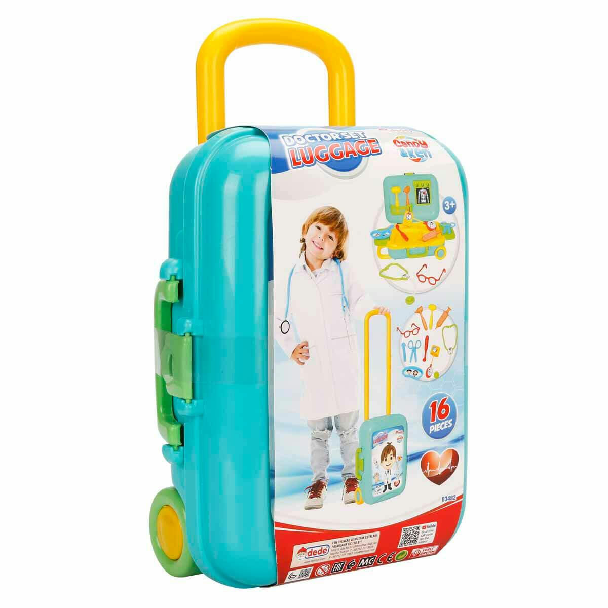 Candy Ve Ken Doktor Set Bavulum | 16 Parça Çekçekli Oyuncak Doktor Seti | Tekerlekli Valizli Eğitici Sağlık Seti