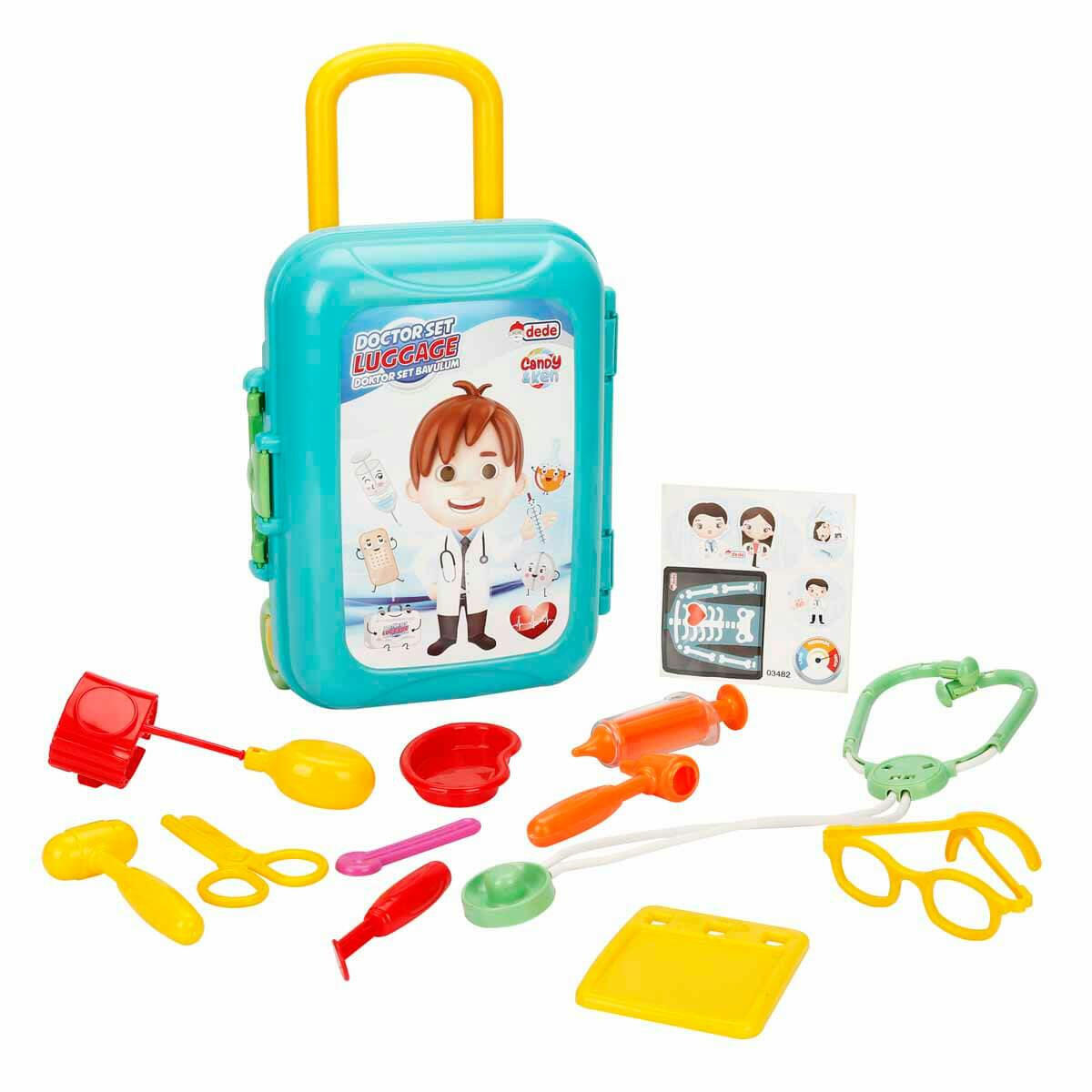 Candy Ve Ken Doktor Set Bavulum | 16 Parça Çekçekli Oyuncak Doktor Seti | Tekerlekli Valizli Eğitici Sağlık Seti