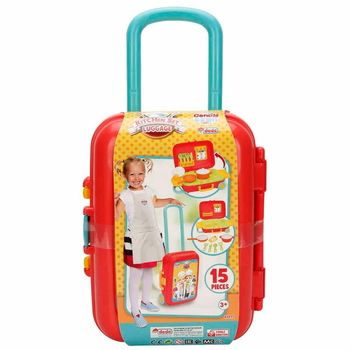 Candy ve Ken Mutfak Set Bavulum 15 Parça | Tekerlekli Taşınabilir Mutfak Çantası | Eğitici Evcilik Ve Rol Yapma Seti