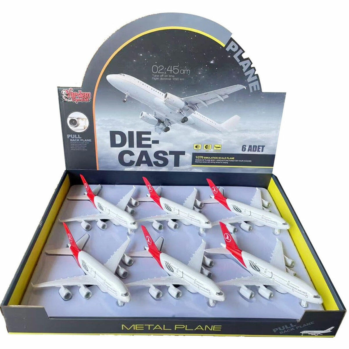 Çek Bırak 1:270 Metal THY A380 Yolcu Uçağı – Sesli ve Işıklı Oyuncak