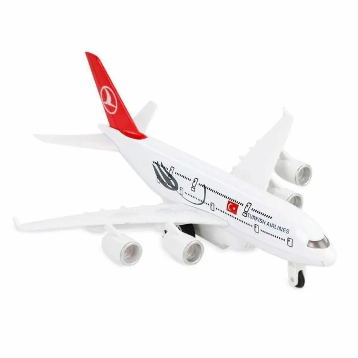 Çek Bırak Işıklı Sesli Metal Kırmızı THY Yolcu Uçağı Orta Boy | Gerçekçi Efektlerle Hayal Gücünü Geliştirin