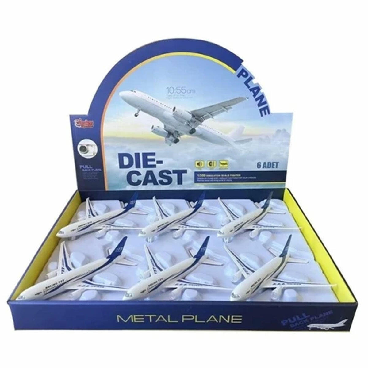 Çek Bırak Sesli Işıklı Metal Uçak (18x5x18 cm) | Dayanıklı Metal ve Plastik Gövdeli Oyuncak