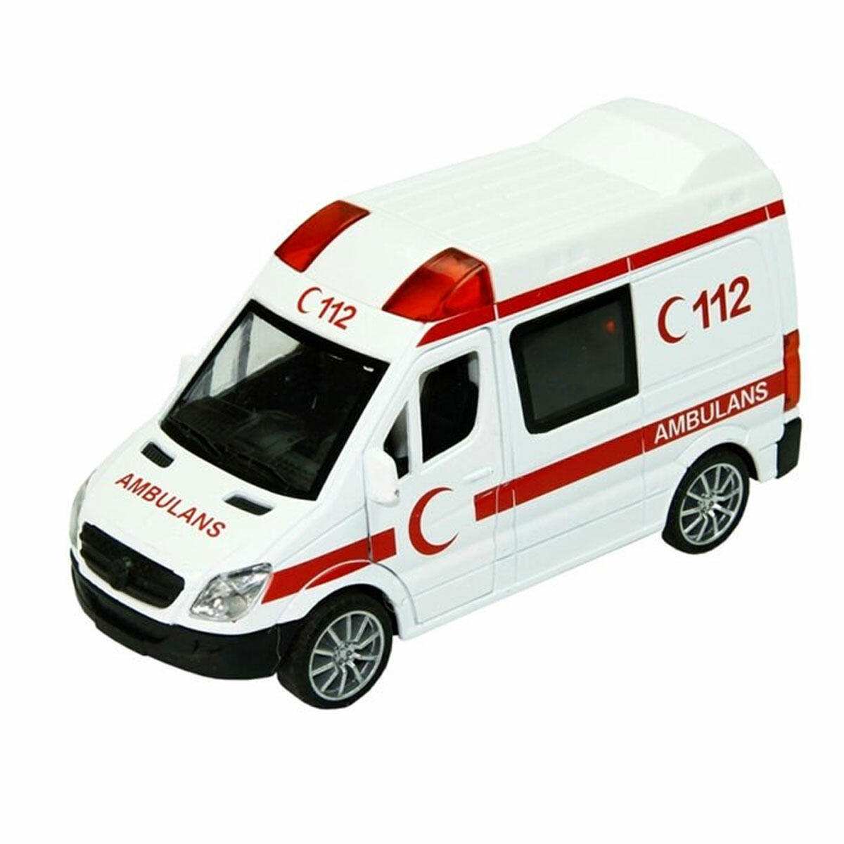Çekbırak 1:30 Işıklı ve Sesli Metal Ambulans | Kapıları Açılan Diecast Acil Servis Aracı | Dayanıklı Koleksiyon Modeli
