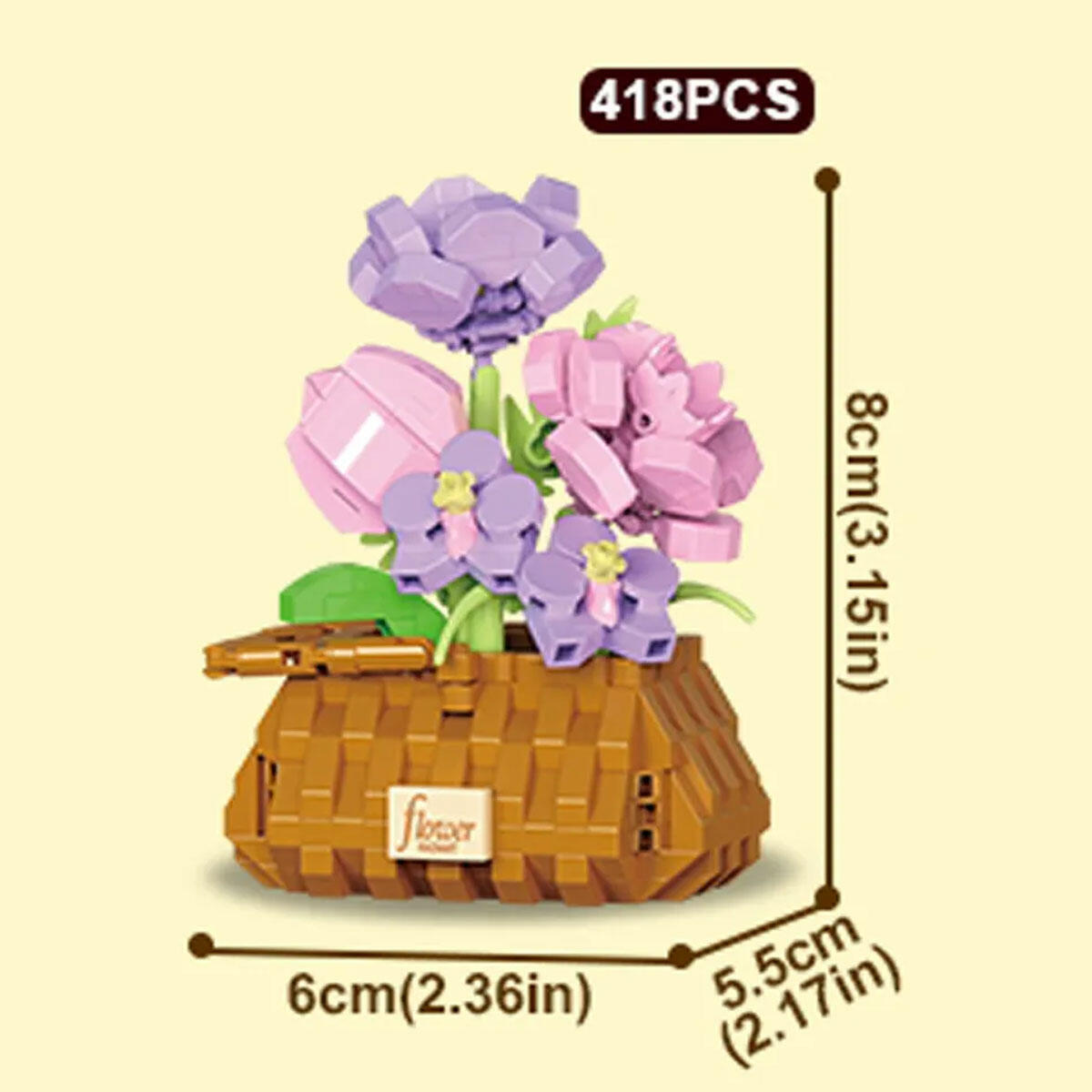 Çiçekli Süs Eşyası 418 Parça Blok Seti | Dekoratif Çiçek Yapım Bloğu | Yetişkin ve Çocuklar İçin Hobi ve Ev Dekorasyonu Seti
