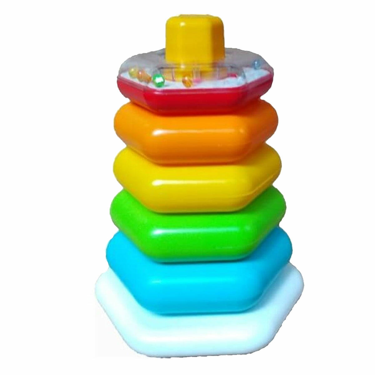 Çıngıraklı Altıgen Halkalar | 5 Parça Sesli ve Eğitici Bebek Dizme Seti | Kiki Yerli Üretim Duyusal Gelişim Oyuncağı