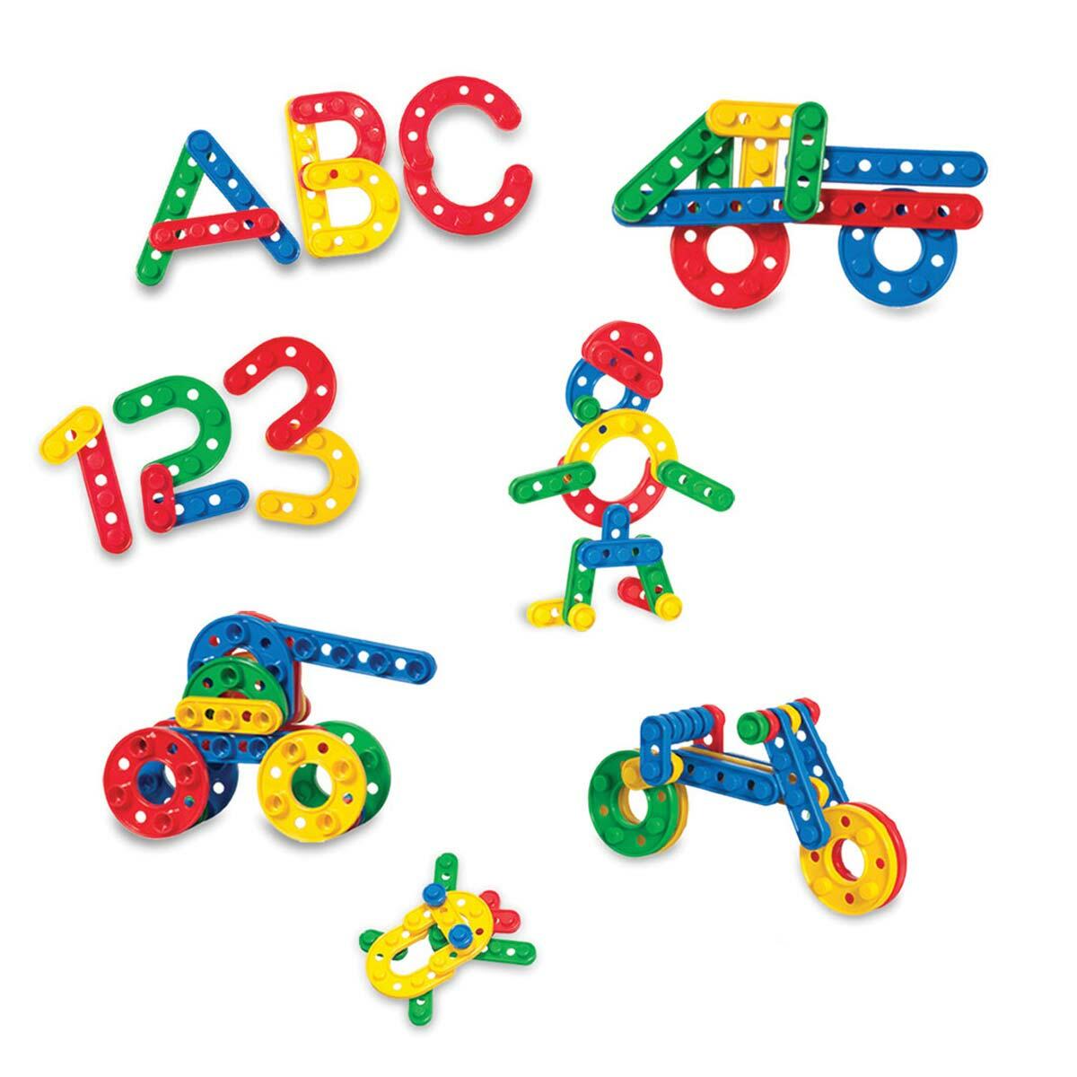 Click Clack Puzzle Küçük Box 96 Parça | Eğitici Yapım Ve İnşa Seti | Renkli Geometrik Zeka Blokları