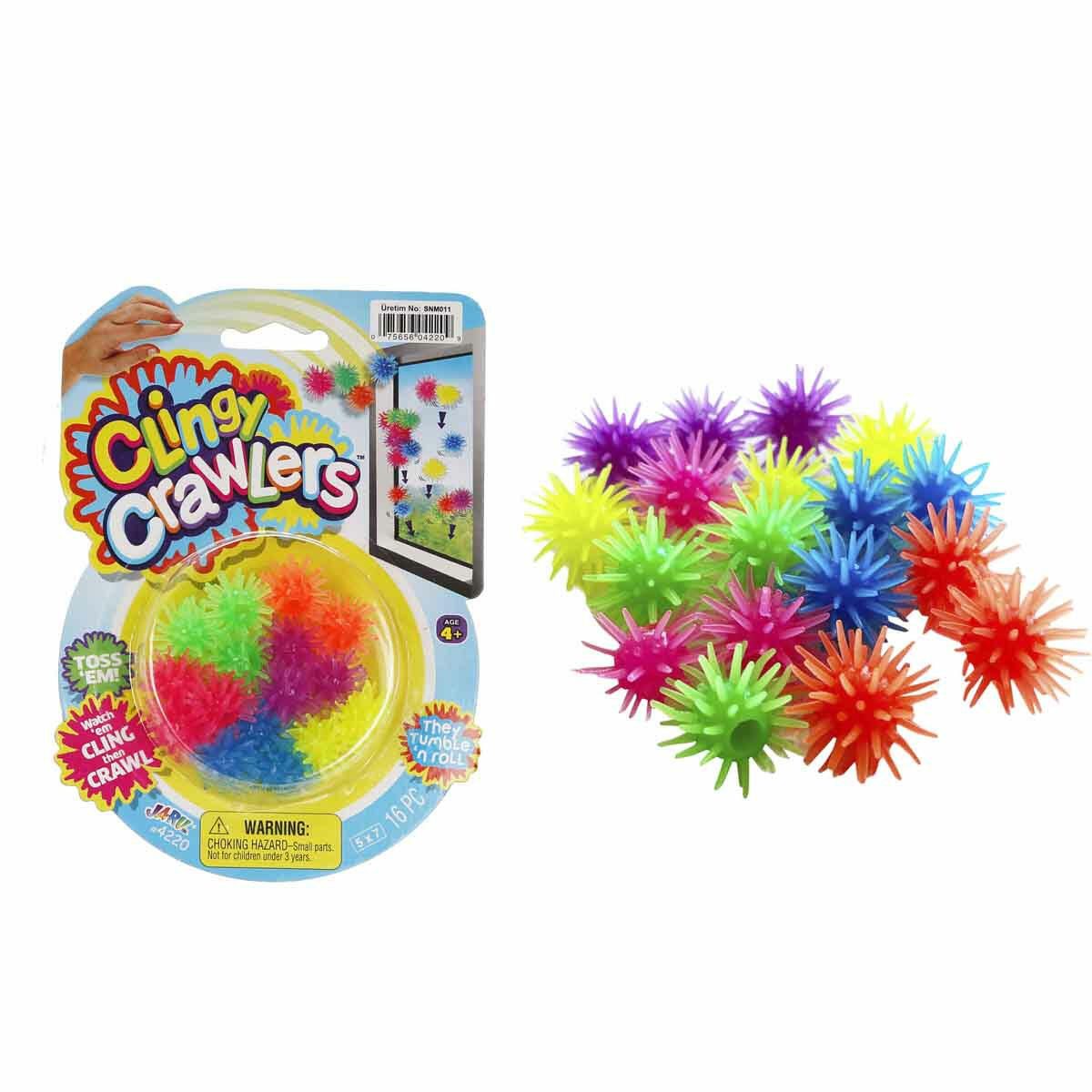 Jaru Clingy Crawlers Yapışkan Sürüngenler – 16’lı Renkli Esnek Oyuncak Seti