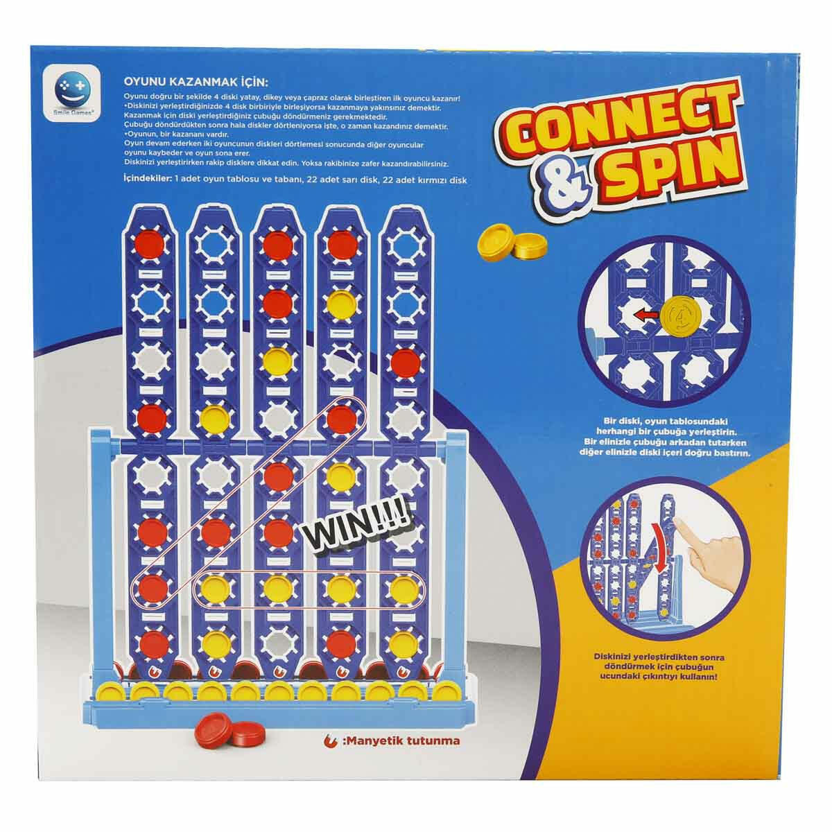 Smile Games Connect - Spin Kutu Oyunu | 4'lü Birleştirme ve Döndürme Strateji Oyunu | Eğitici Zeka ve Akıl Oyunu