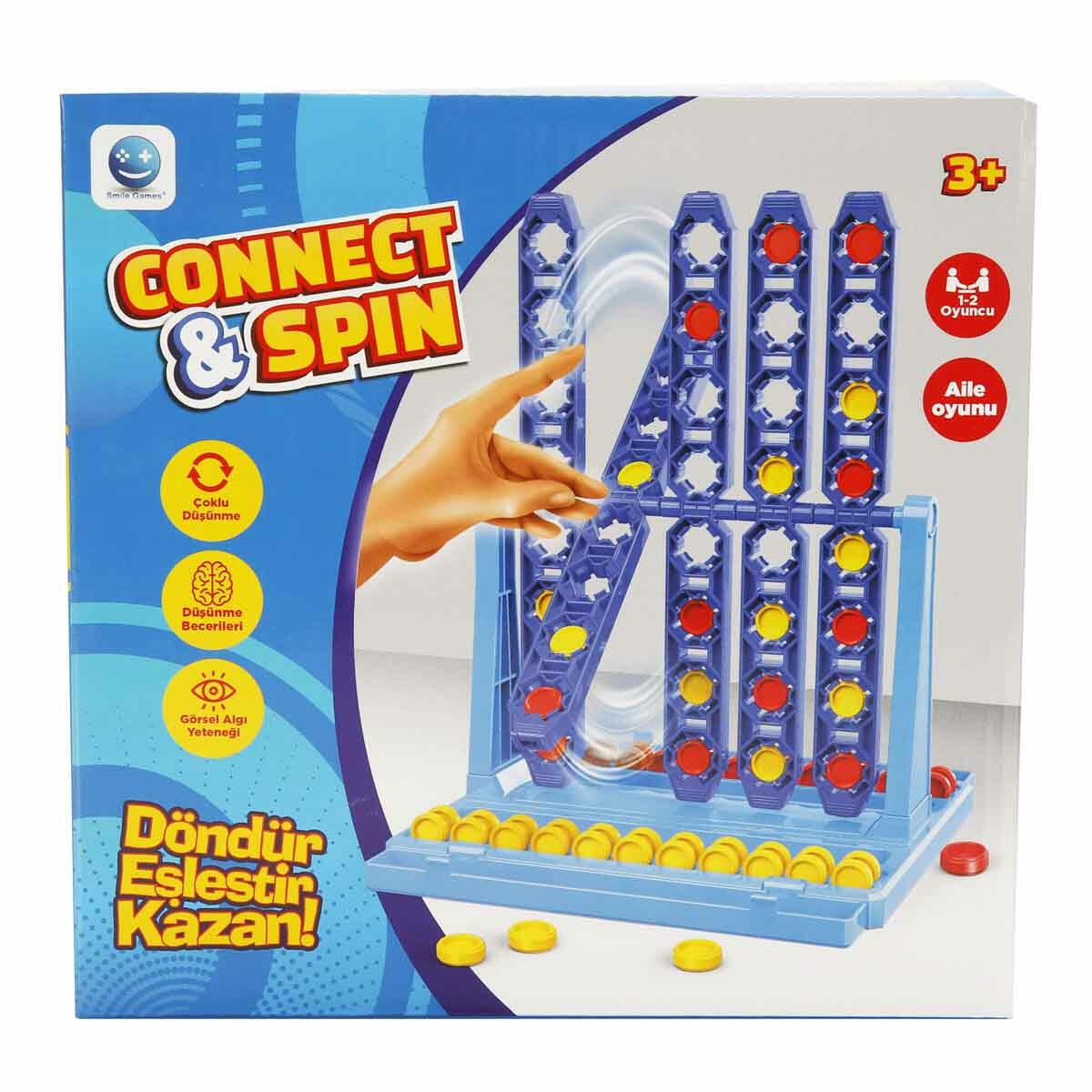Smile Games Connect - Spin Kutu Oyunu | 4'lü Birleştirme ve Döndürme Strateji Oyunu | Eğitici Zeka ve Akıl Oyunu