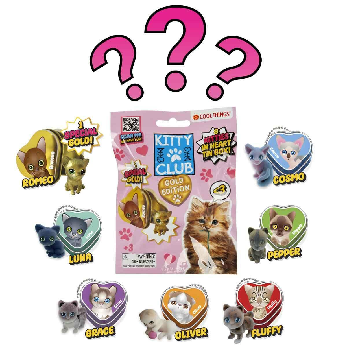 Cool Things Kitty Club Gold Edition 3D Sürpriz Figür Paketi | Kalp Kutulu Sürpriz Kedi | Koleksiyonluk Mikro Figür