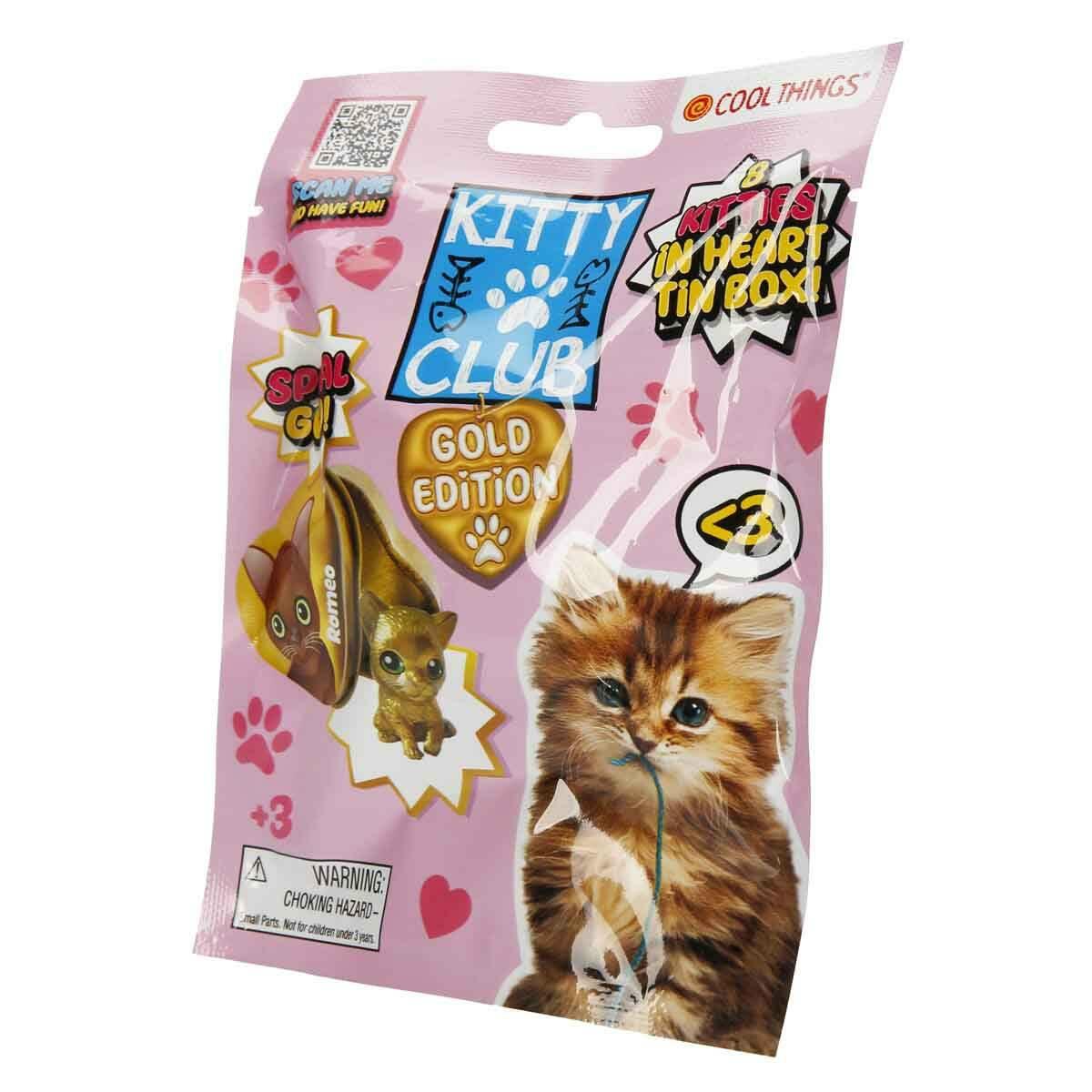 Cool Things Kitty Club Gold Edition 3D Sürpriz Figür Paketi | Kalp Kutulu Sürpriz Kedi | Koleksiyonluk Mikro Figür