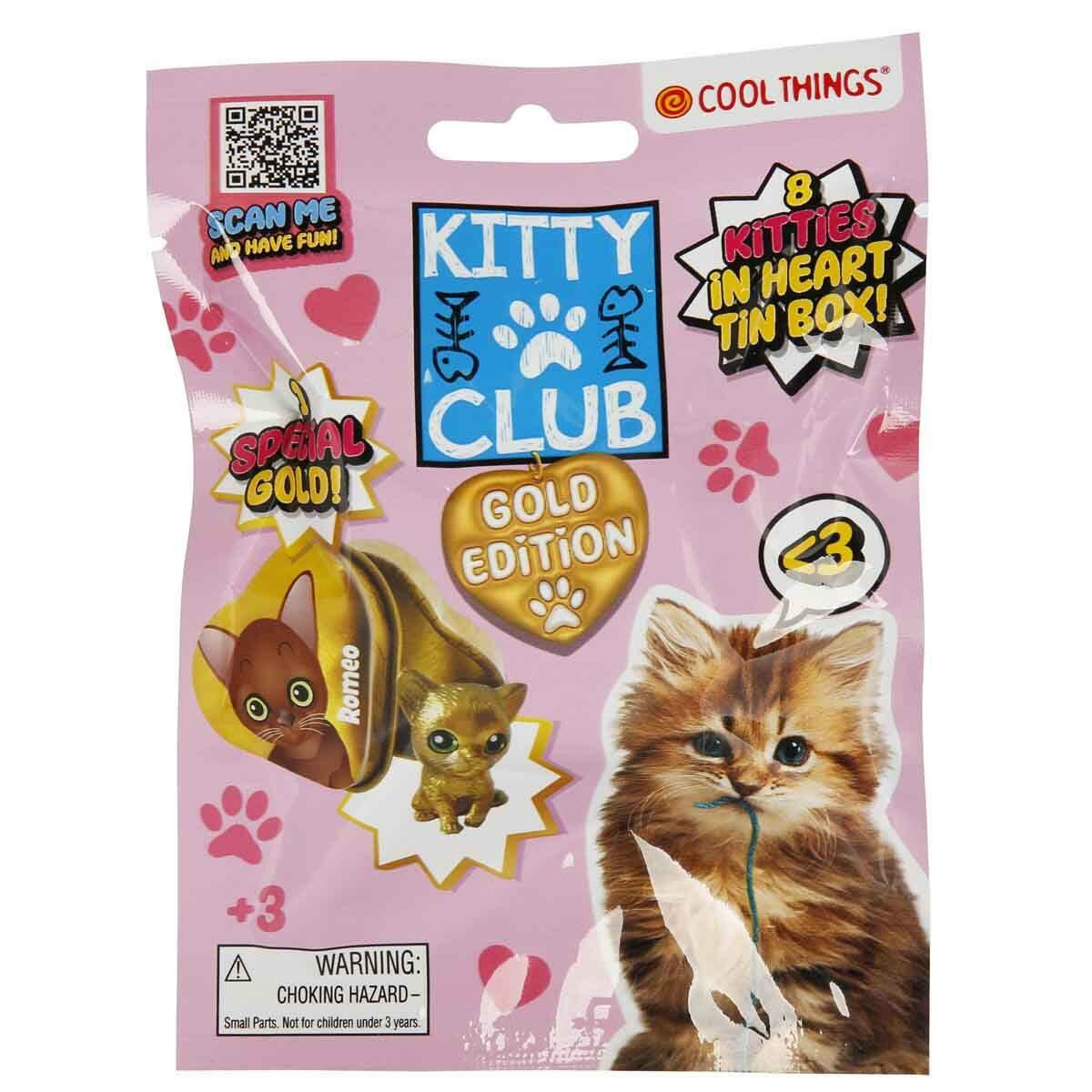 Cool Things Kitty Club Gold Edition 3D Sürpriz Figür Paketi | Kalp Kutulu Sürpriz Kedi | Koleksiyonluk Mikro Figür