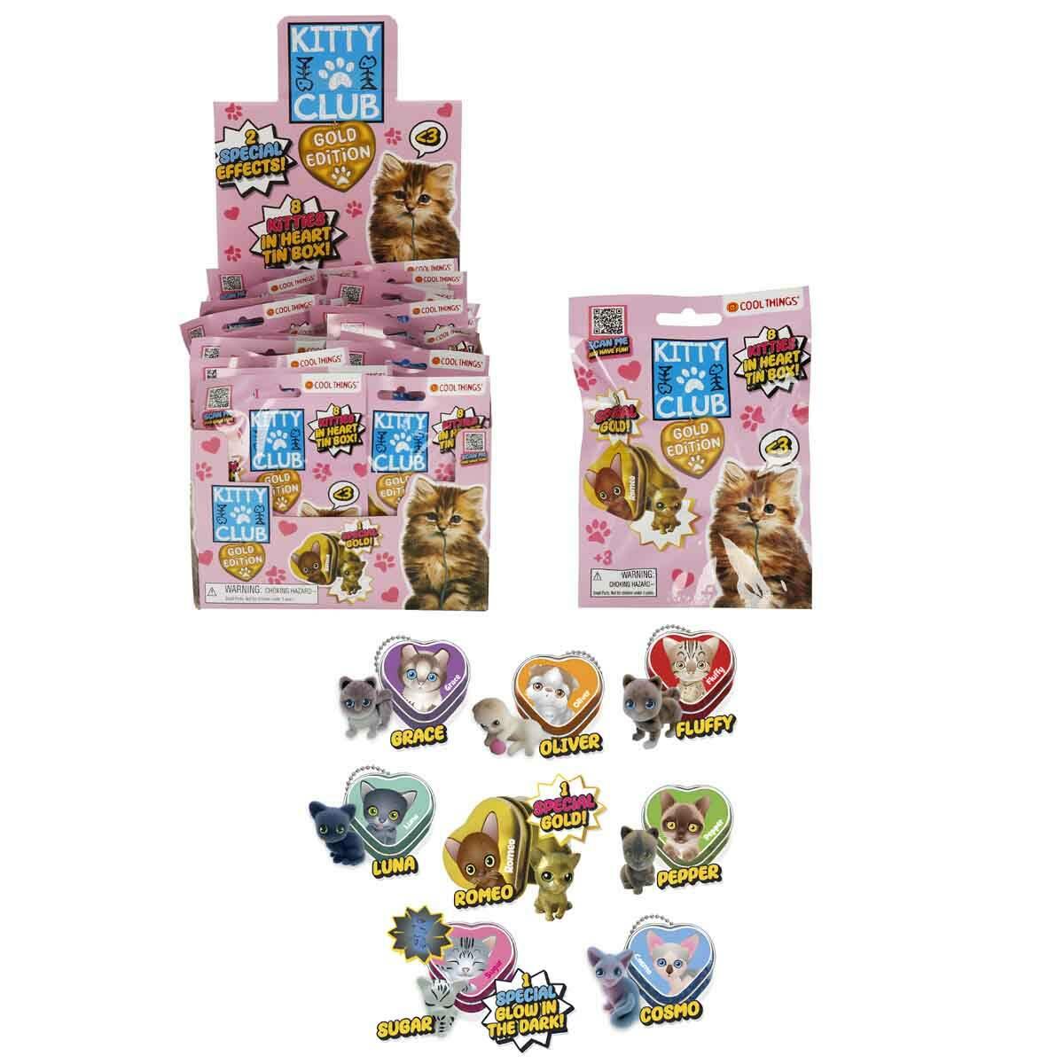 Cool Things Kitty Club Gold Edition 3D Sürpriz Figür Paketi | Kalp Kutulu Sürpriz Kedi | Koleksiyonluk Mikro Figür
