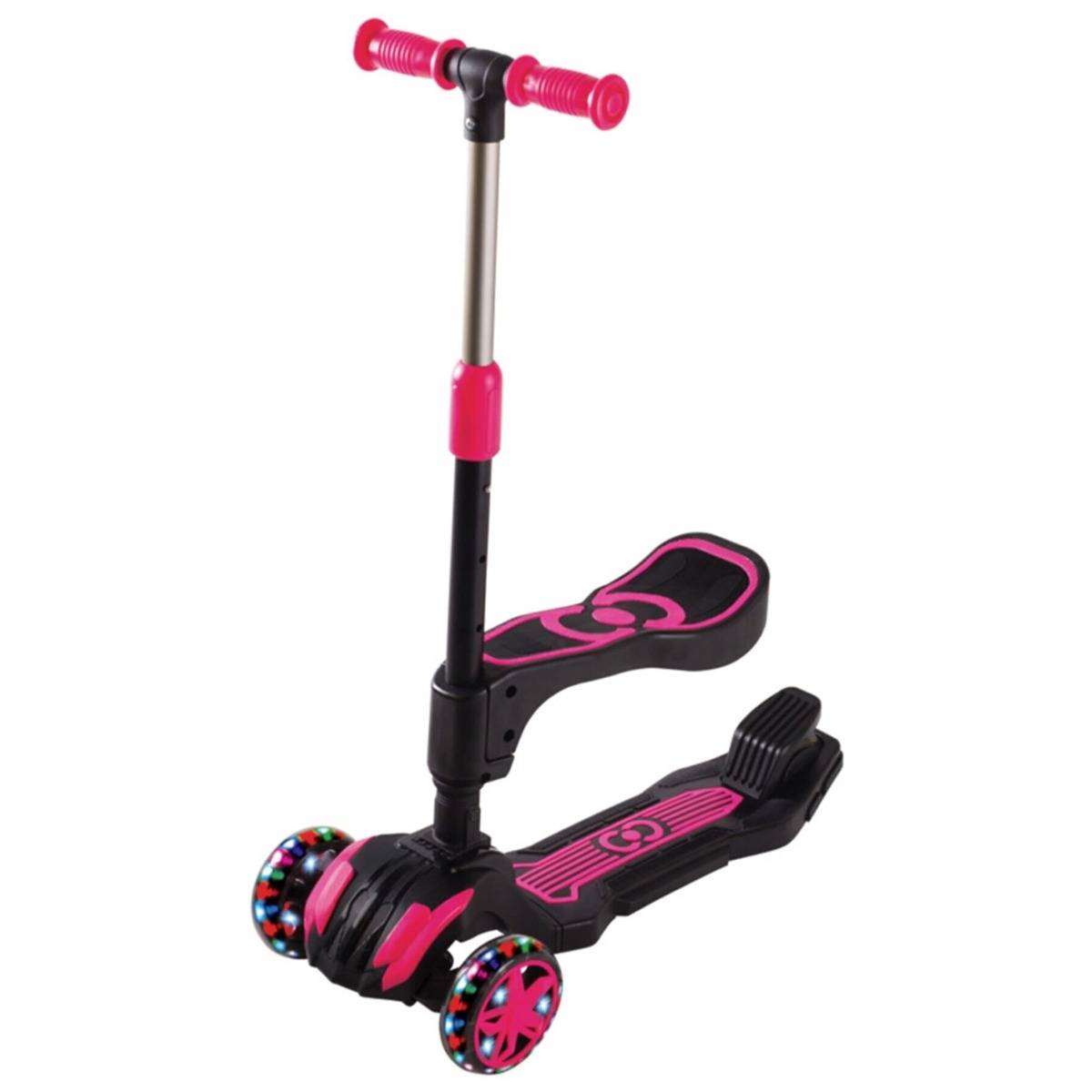 Furkan Coolwhells Scooter Combo Oturaklı 3 Teker Işıklı 3-7 Yaş Scooter (Pembe)