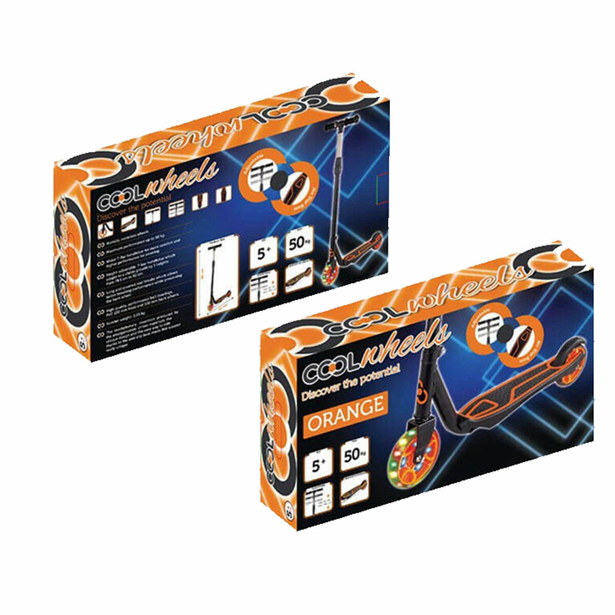 Cool Wheels Işıklı Scooter Turuncu | 5+ Yaş 2 Tekerlekli Scooter | Ayarlanabilir Boylu ve Silikon Tekerlekli