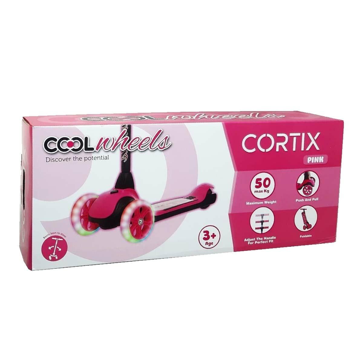 Cortix LED Işıklı 3 Tekerlekli Katlanabilir Çocuk Scooter Pembe | 50 KG Kapasite | Furkan Oyuncak