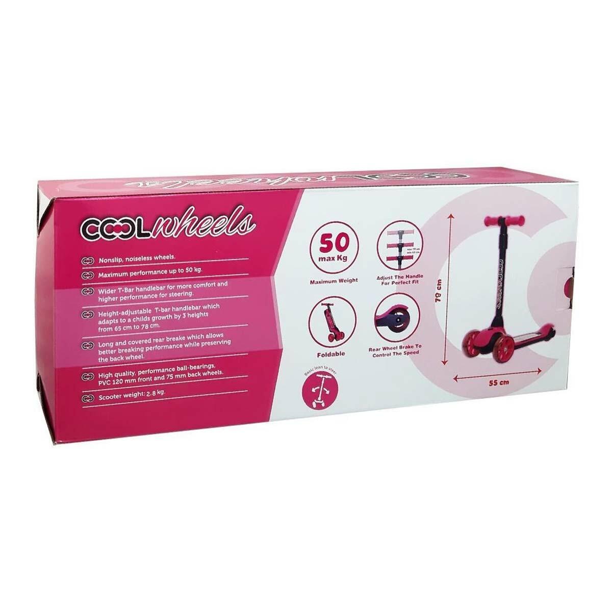 Cortix LED Işıklı 3 Tekerlekli Katlanabilir Çocuk Scooter Pembe | 50 KG Kapasite | Furkan Oyuncak