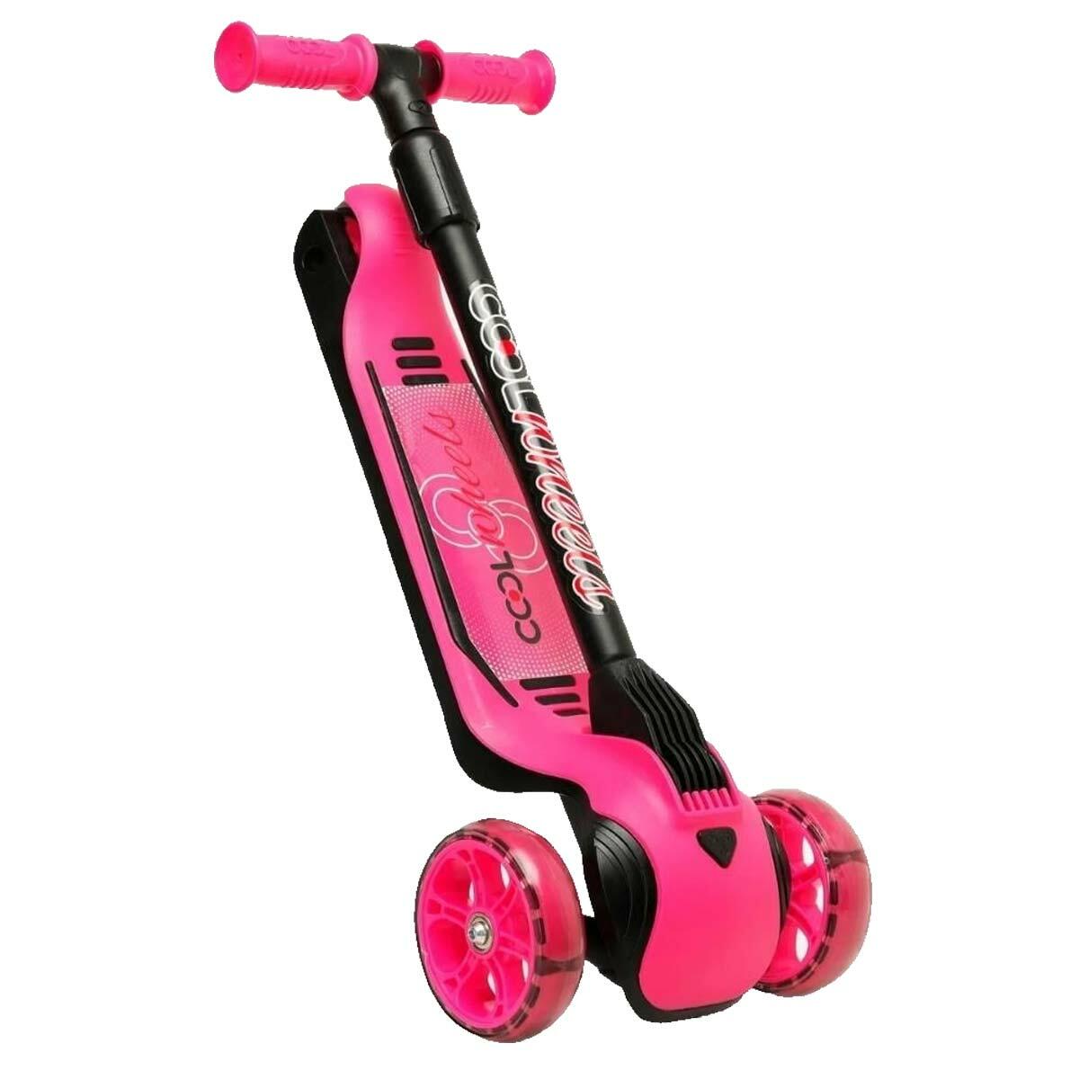 Cortix LED Işıklı 3 Tekerlekli Katlanabilir Çocuk Scooter Pembe | 50 KG Kapasite | Furkan Oyuncak