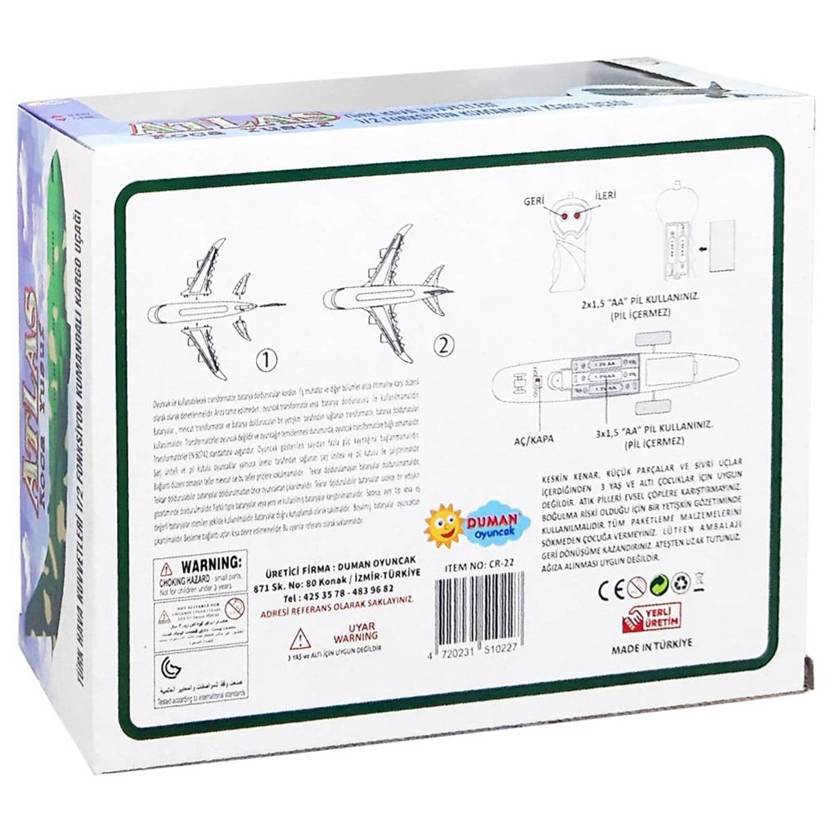 2 Fonksiyonlu Uzaktan Kumandalı Askeri Uçak