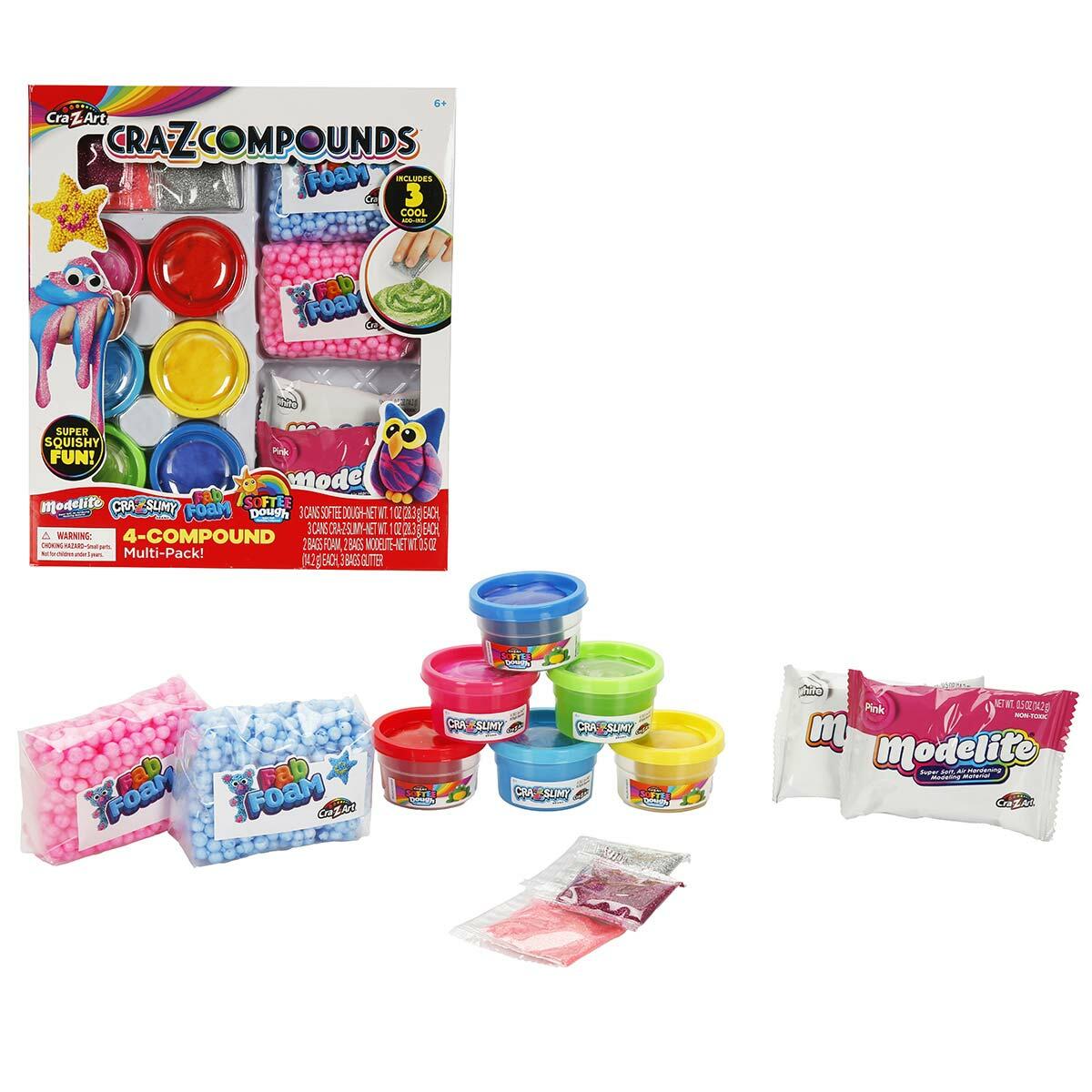 Cra-Z-Art Cra-Z-Compounds Çoklu Paket Seti | Slime, Oyun Hamuru Ve Kil Hamuru | 13 Parça Aksesuarlı Aktivite Seti