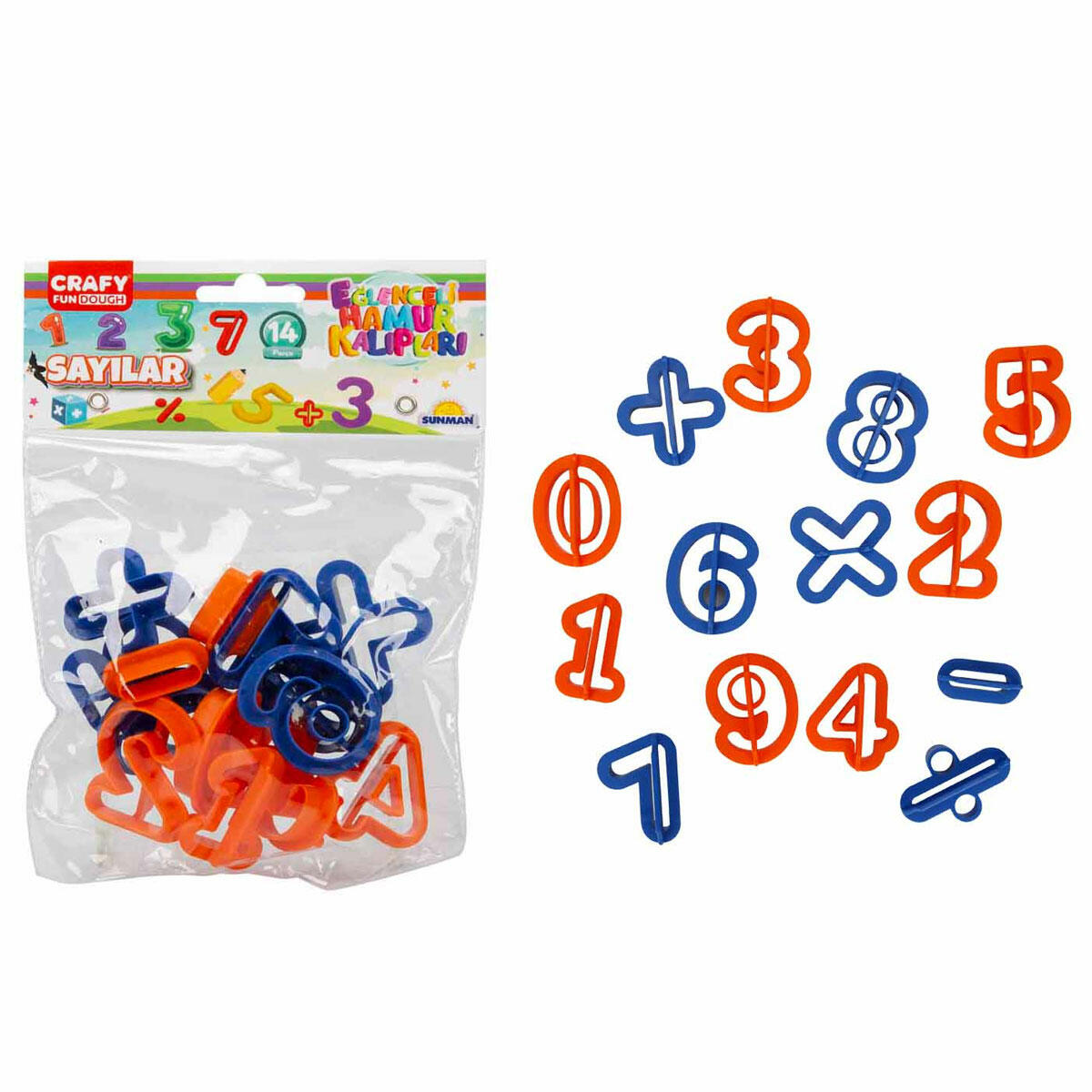 Crafy 14’lü Oyun Hamuru Kalıp Seti - Sayılar | Eğitici Matematik Şekillendirme Seti | Çocuklar İçin Sayı ve İşlem Kalıpları