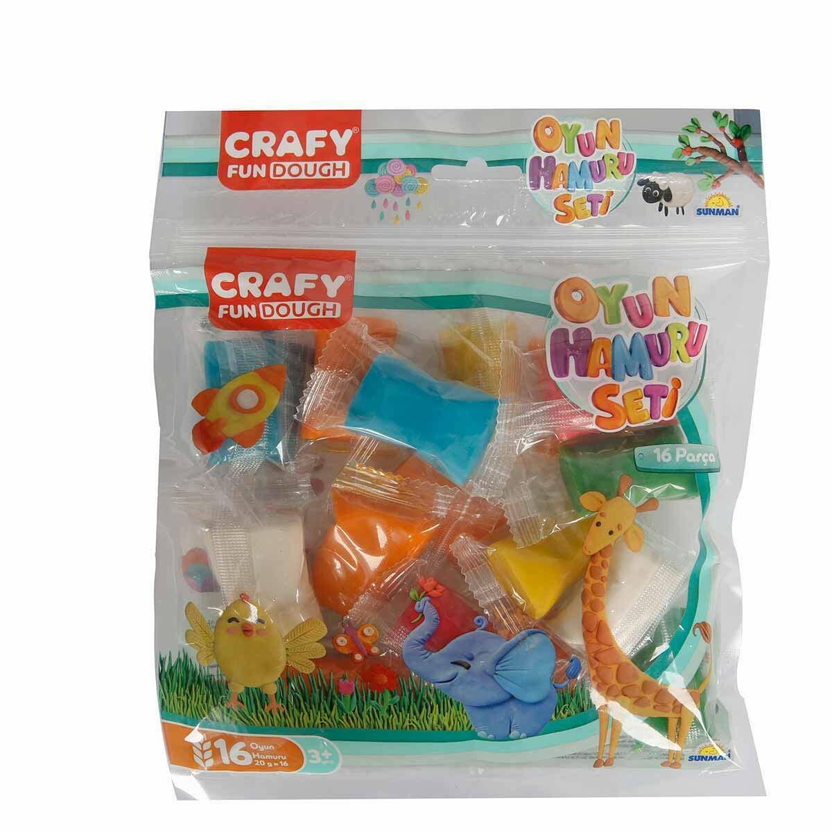 Crafy 16'lı Oyun Hamuru Seti 320 g | Renkli Şekillendirme Hamuru | Çocuklar İçin Eğitici Aktivite Seti
