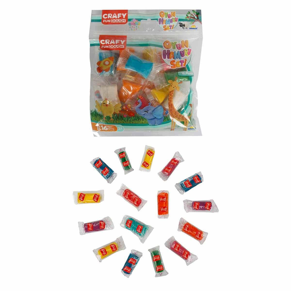 Crafy 16'lı Oyun Hamuru Seti 320 g | Renkli Şekillendirme Hamuru | Çocuklar İçin Eğitici Aktivite Seti