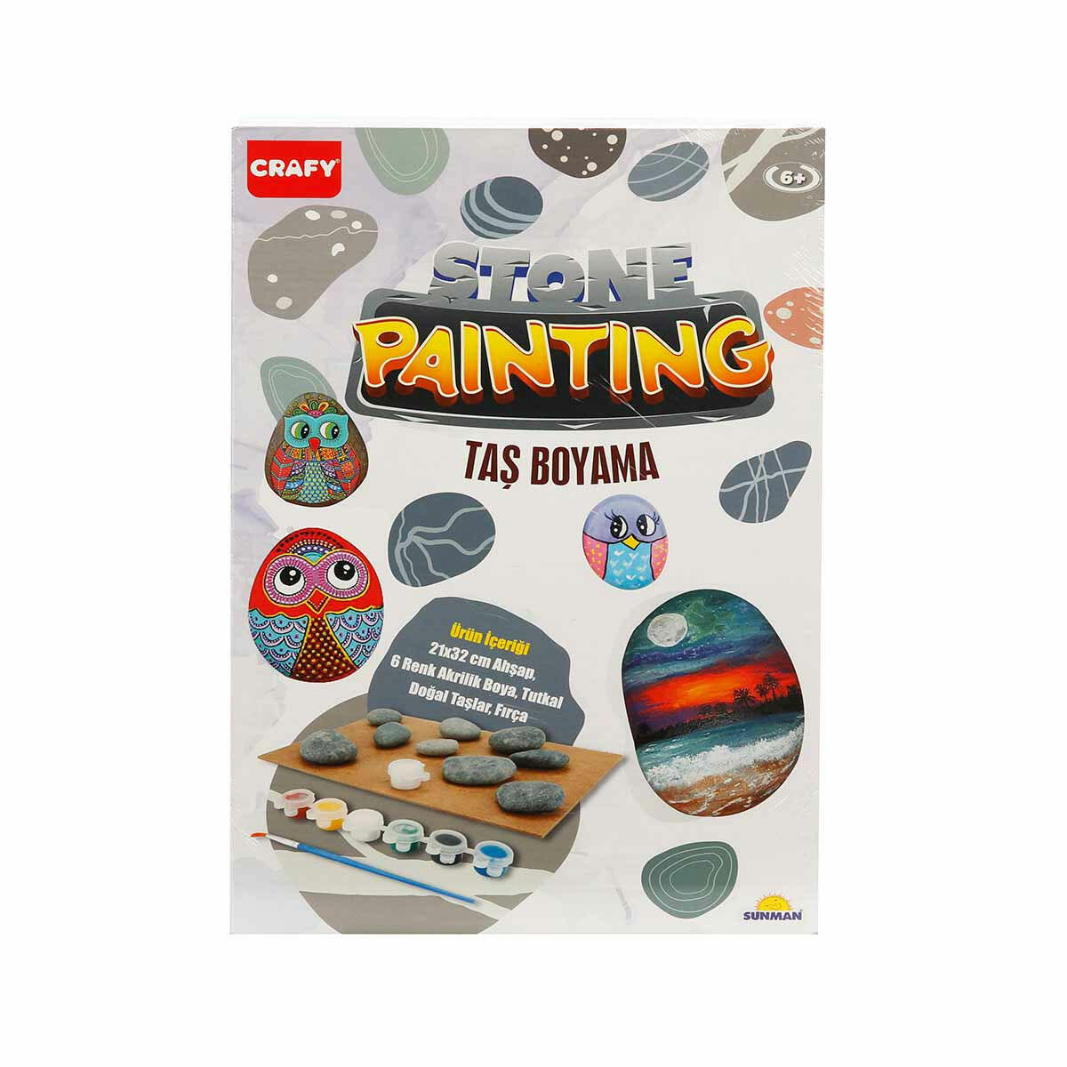 Crafy Taş Boyama Hobi Seti | Yaratıcı Sanat ve Dekorasyon Kiti | Çocuklar ve Yetişkinler İçin Doğal Taş Boyama Seti