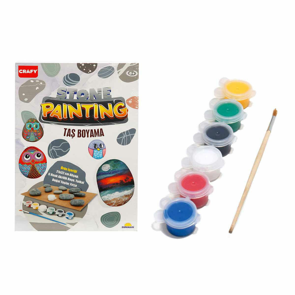 Crafy Taş Boyama Hobi Seti | Yaratıcı Sanat ve Dekorasyon Kiti | Çocuklar ve Yetişkinler İçin Doğal Taş Boyama Seti