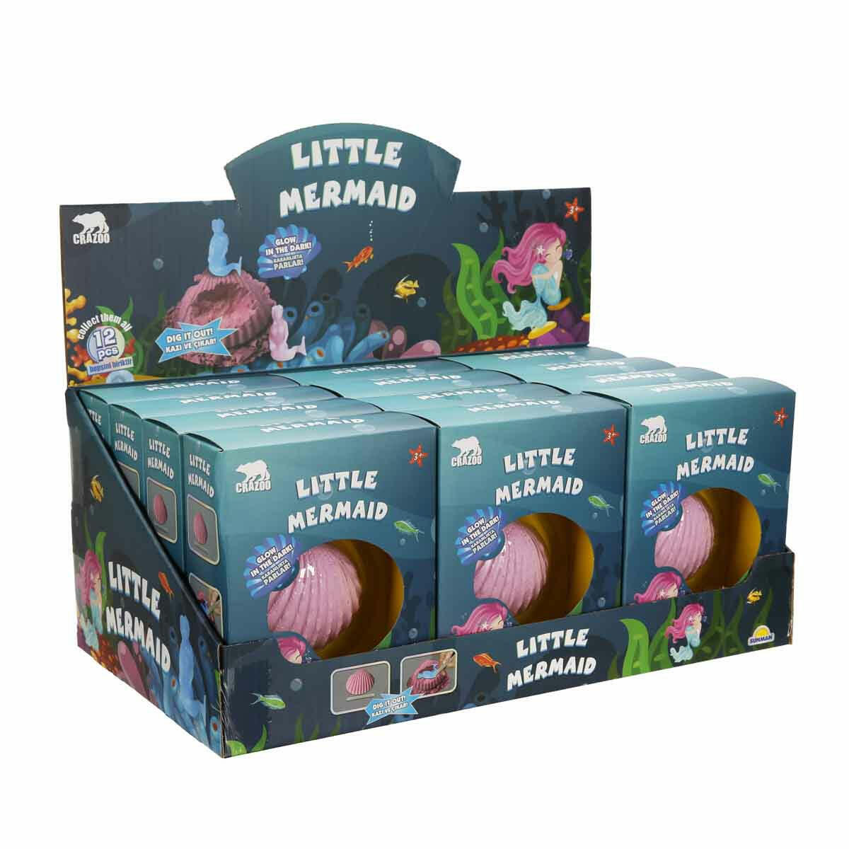 Crazoo Fosil Kazı Seti: Karanlıkta Parlayan Deniz Kızı | Eğitici Arkeoloji Oyuncağı | Sualtı Efsanesi Keşif ve Bilim Seti