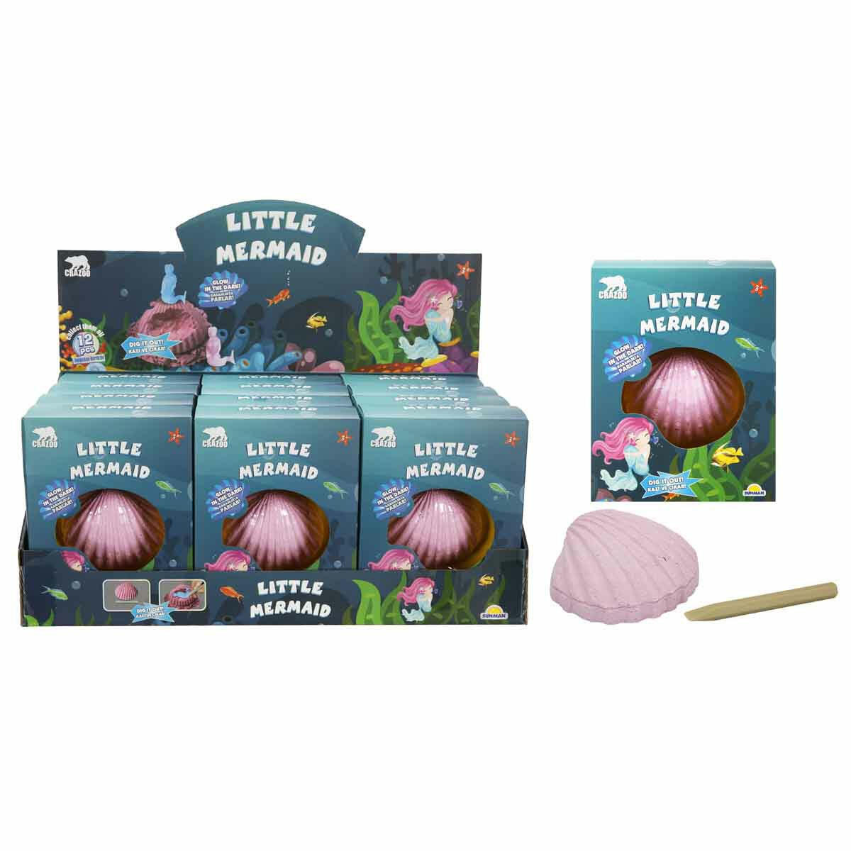 Crazoo Fosil Kazı Seti: Karanlıkta Parlayan Deniz Kızı | Eğitici Arkeoloji Oyuncağı | Sualtı Efsanesi Keşif ve Bilim Seti