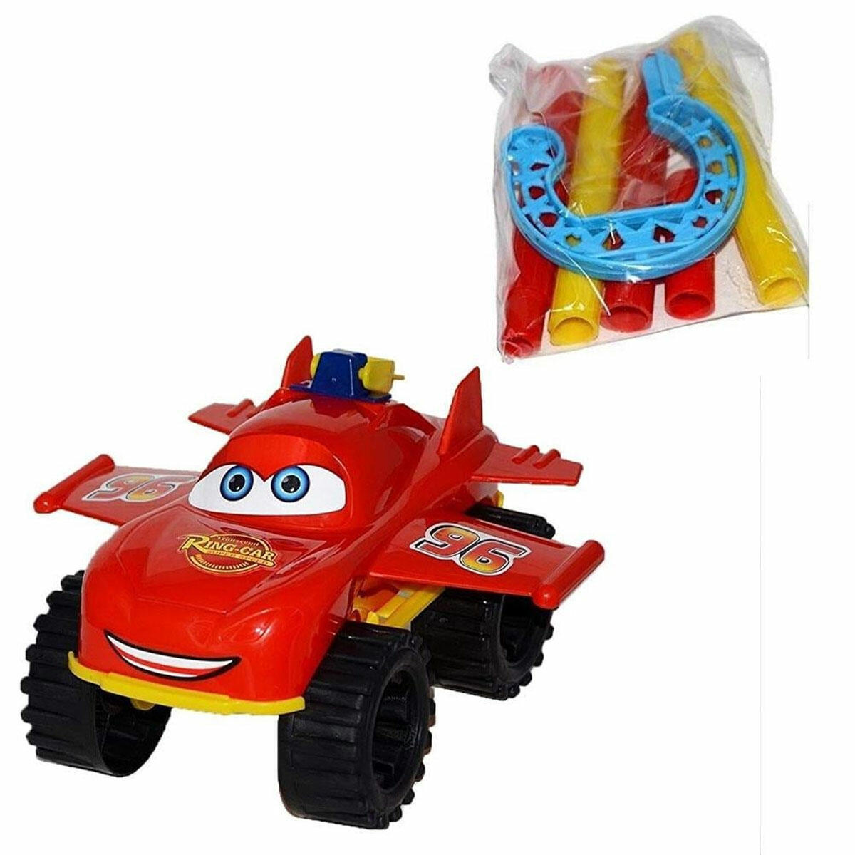 Çubuklu Sopalı Kanatlı Araba | Fiziksel Gelişimi Destekleyen Hareketli Kanatlı İtme Oyuncağı (48 cm Saplı)