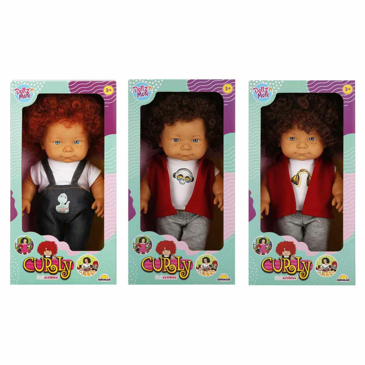 Curly Bebek 35 cm | Kıvırcık Saçlı Sevimli Tasarım ve Rol Yapma Oyunları İçin İdeal Figür