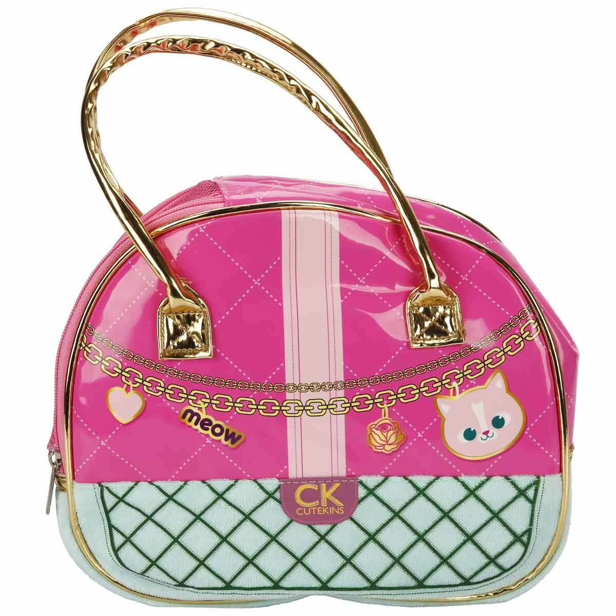 Cutekins Taşıma Çantalı Peluş Kedi | Pembe Şık Çantalı Yumuşak Arkadaşım | Taşınabilir Evcil Hayvan Oyun Seti