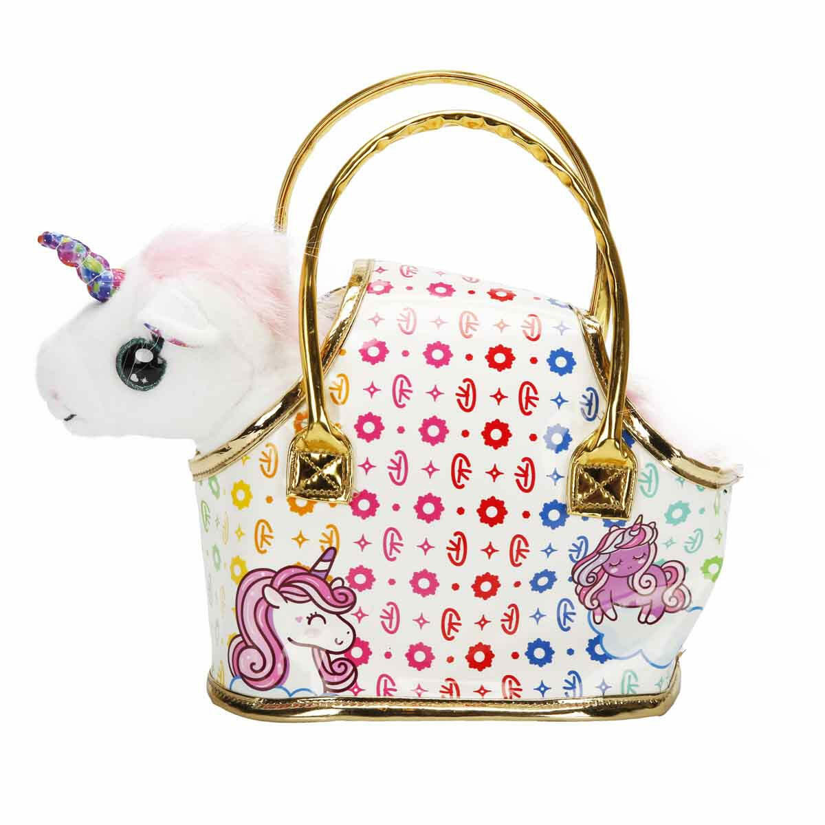 Cutekins Taşıma Çantalı Peluş Unicorn Lou Lou | Şık Çantalı Yumuşak Peluş Tekboynuz | Taşınabilir Hayvan Dostum Serisi