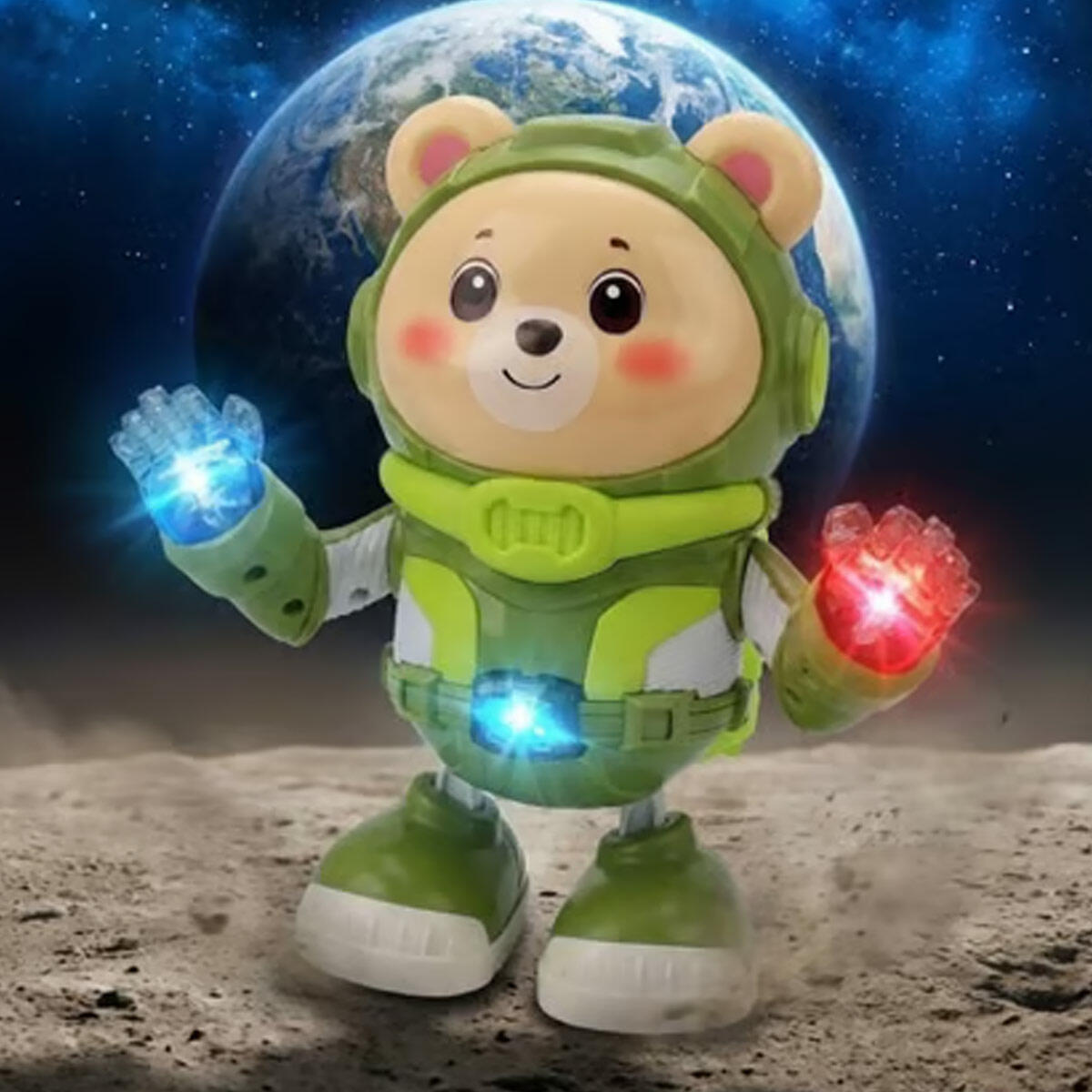 Dans Eden Astronot Robot Ayıcık | Işıklı Müzikli Hareketli İnteraktif Robot | Uzay Temalı Eğitici Çocuk Oyuncağı