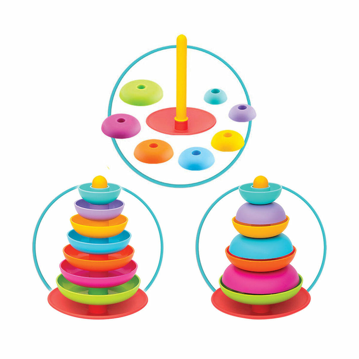 Dede Sallanan Halkalar 9 Parça | Eğitici Bebek Oyuncağı | Renkli Halka Dizme Kulesi