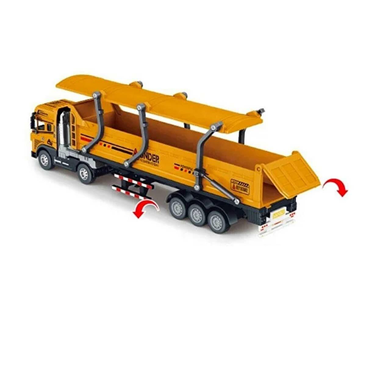 Die Cast Sesli Işıklı Tanker Taşıyan Tır | 40 CM Dev Boy | Ayrılabilir Dorseli Sürtmeli