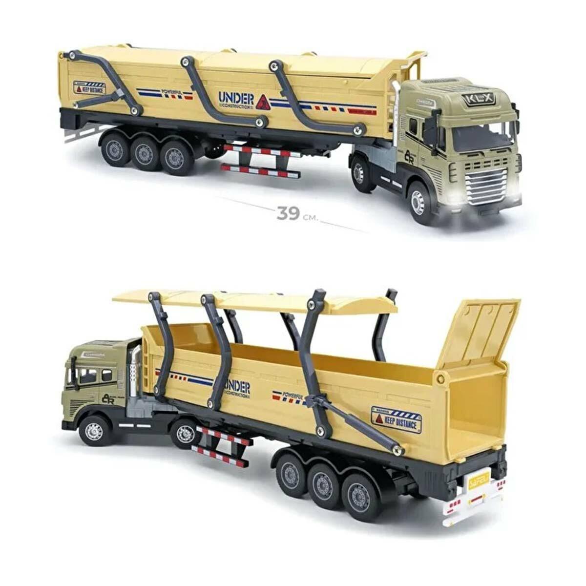 Die Cast Sesli Işıklı Tanker Taşıyan Tır | 40 CM Dev Boy | Ayrılabilir Dorseli Sürtmeli
