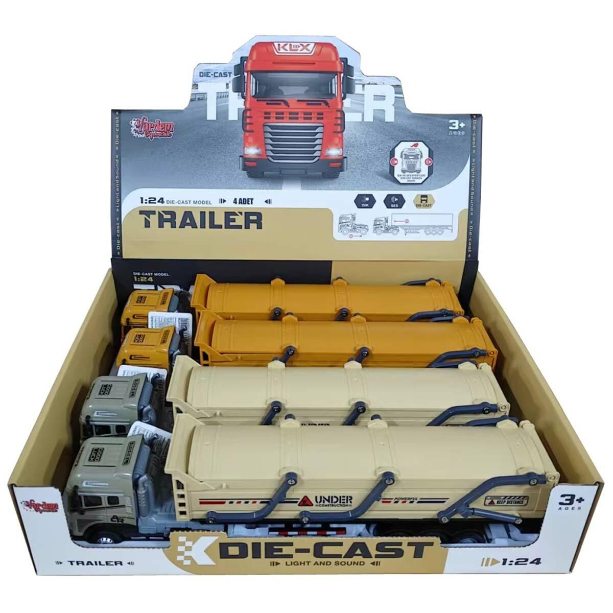 Die Cast Sesli Işıklı Tanker Taşıyan Tır | 40 CM Dev Boy | Ayrılabilir Dorseli Sürtmeli