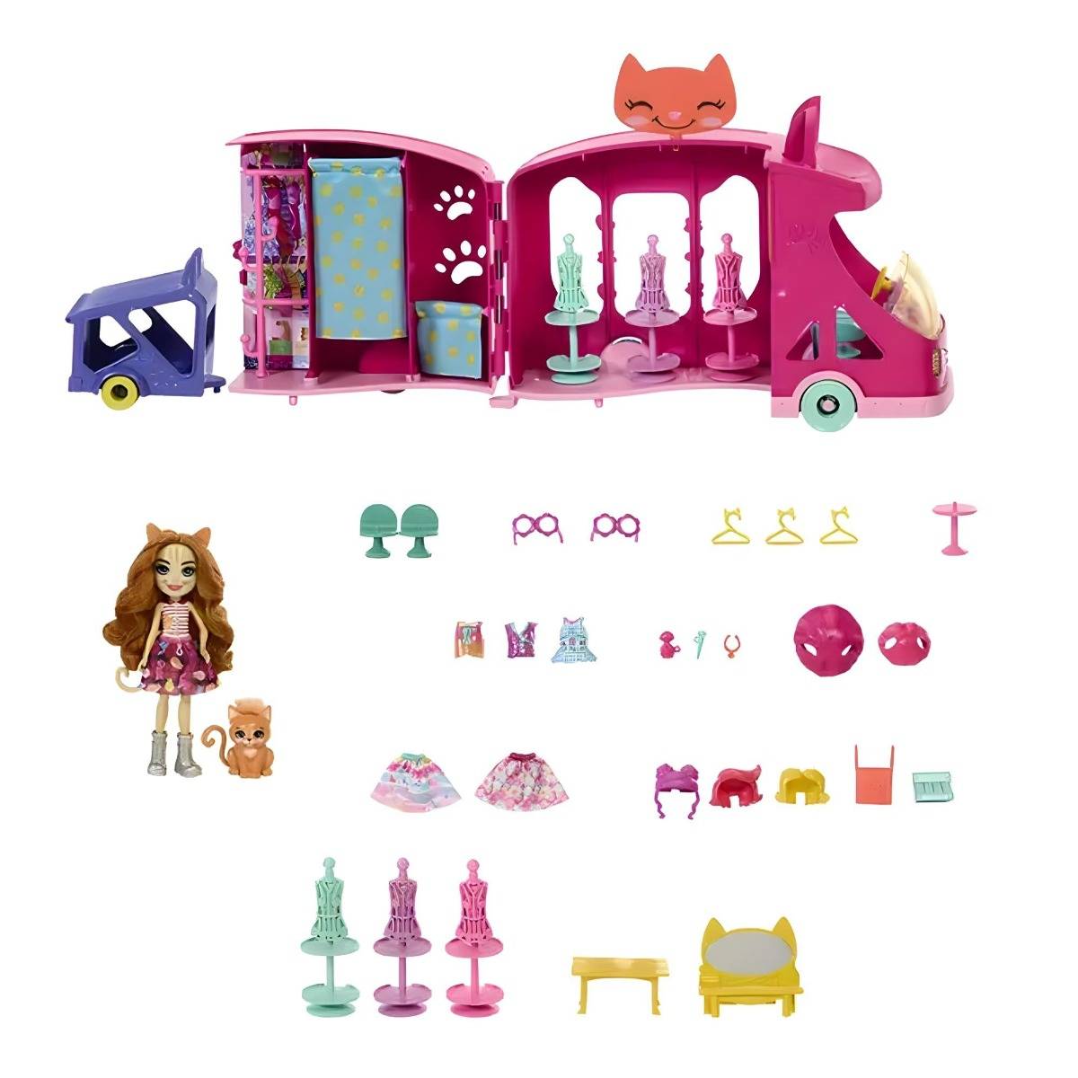 Enchantimals  Kedi Temalı Moda Otobüsü