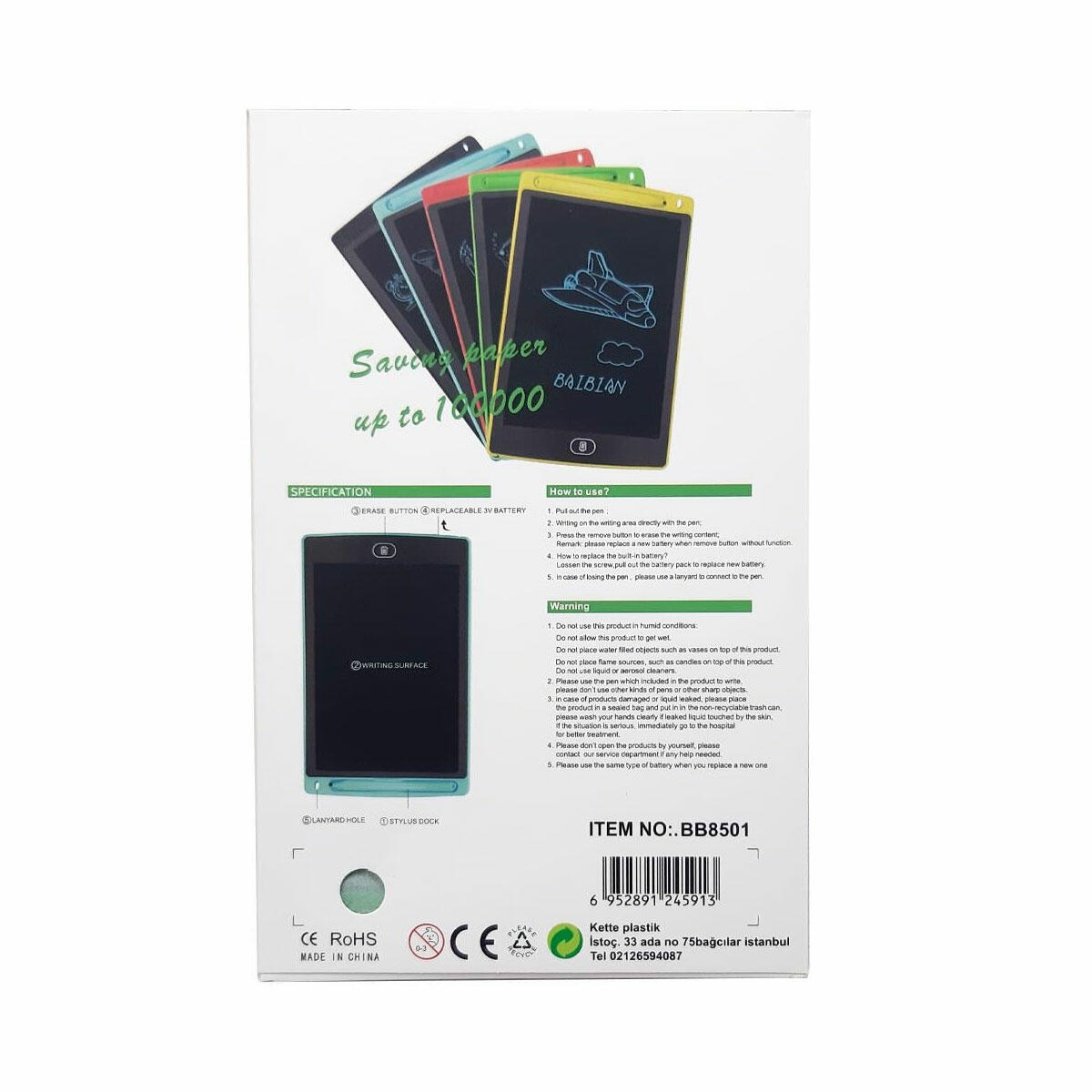 Dijital Çizim Tableti ve LCD Yazı Tahtası | Göz Dostu Radyasyonsuz Ekran, Tek Tuşla Silme Özellikli Taşınabilir Grafik Tablet