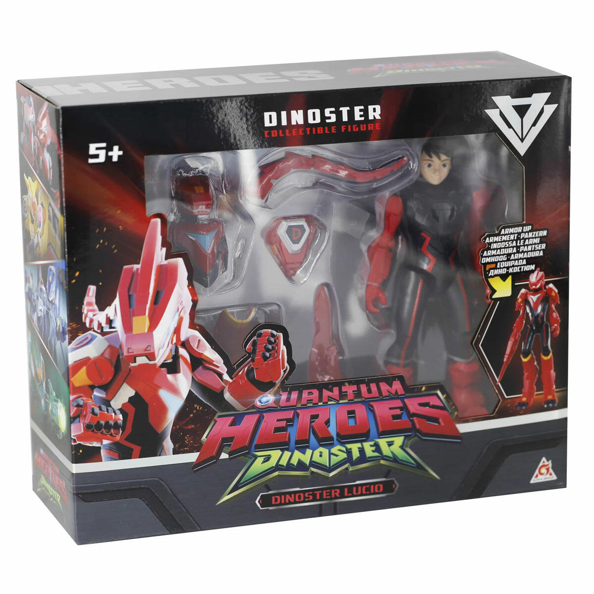 Dinoster Zırhlı Aksiyon Figürü Lucio | 20 cm Dönüşebilen Dinozor Kostümlü Kahraman | Hareketli Eklem Yapılı Lisanslı Oyuncak