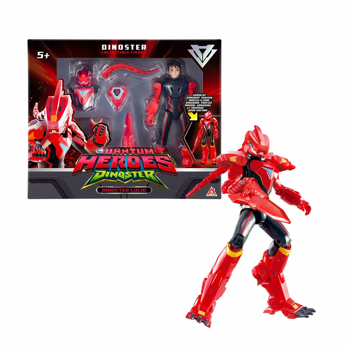 Dinoster Zırhlı Aksiyon Figürü Lucio | 20 cm Dönüşebilen Dinozor Kostümlü Kahraman | Hareketli Eklem Yapılı Lisanslı Oyuncak