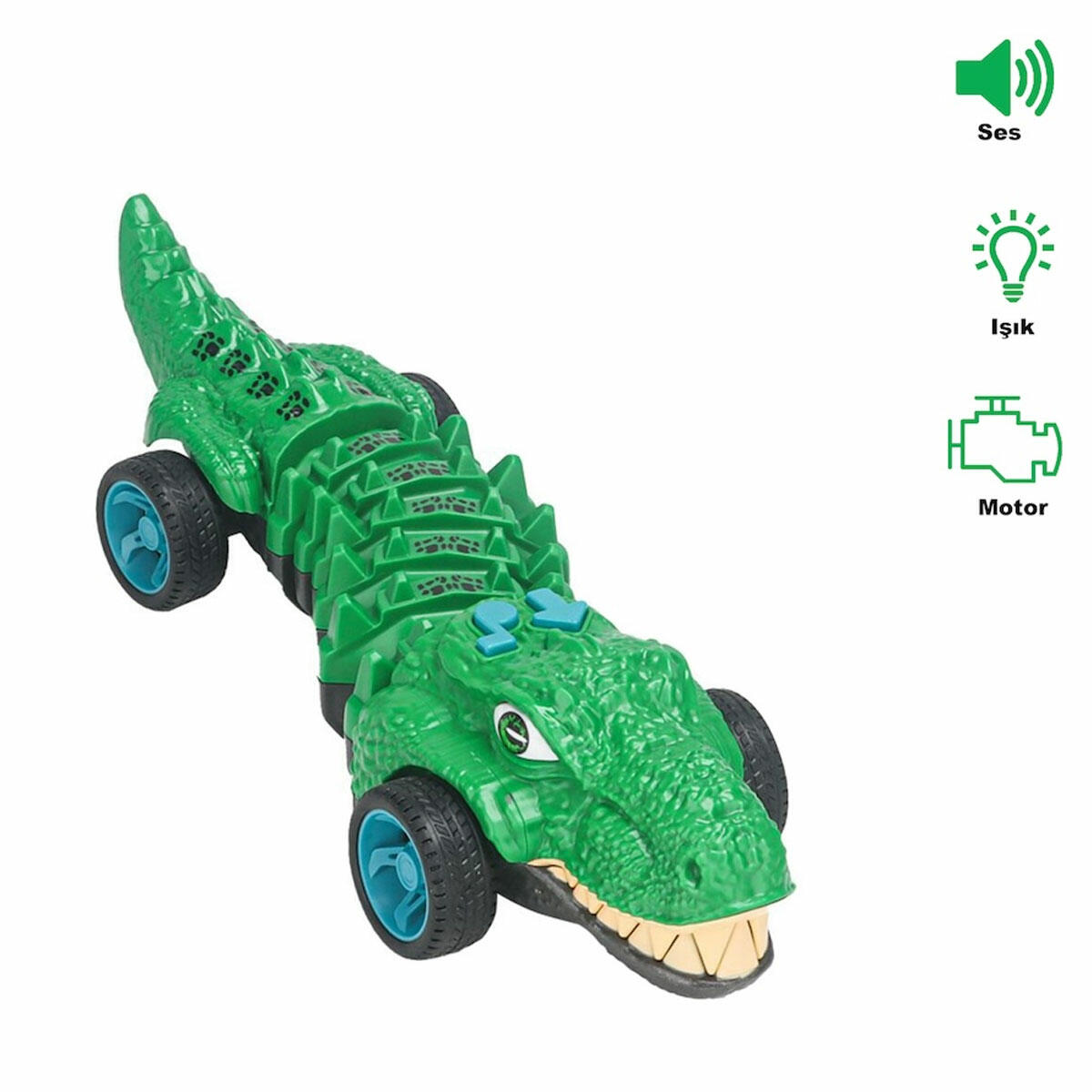 Işıklı Müzikli Hareketli Dinozor Temalı Yürüyen Araba 31 Cm | Kıvrılarak İlerleyen Dino-Car | Eğitici ve Eğlenceli Dinozor Oyuncak